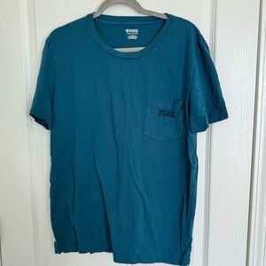 PINK Victoria's Secret Men's Teal Pocket Tee